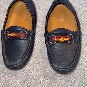 Kids Black Leather Loafers